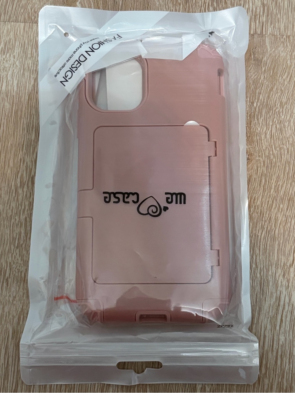 Pink Protective Phone Case with Card Holder